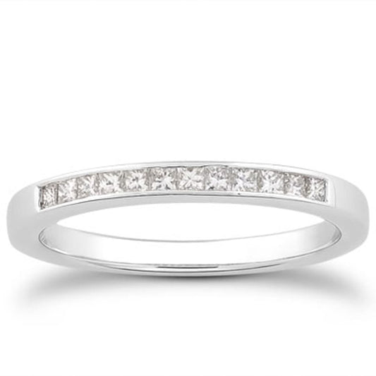 14k White Gold Channel Set Princess Diamond Wedding Ring Band | Richard Cannon Jewelry