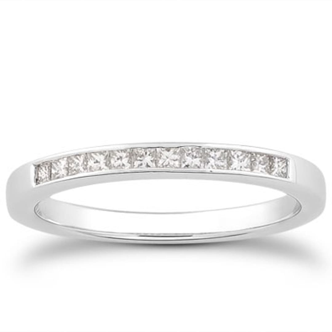 14k White Gold Channel Set Princess Diamond Wedding Ring Band | Richard Cannon Jewelry