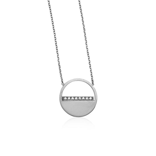14k White Gold Circle Necklace with Diamonds | Richard Cannon Jewelry