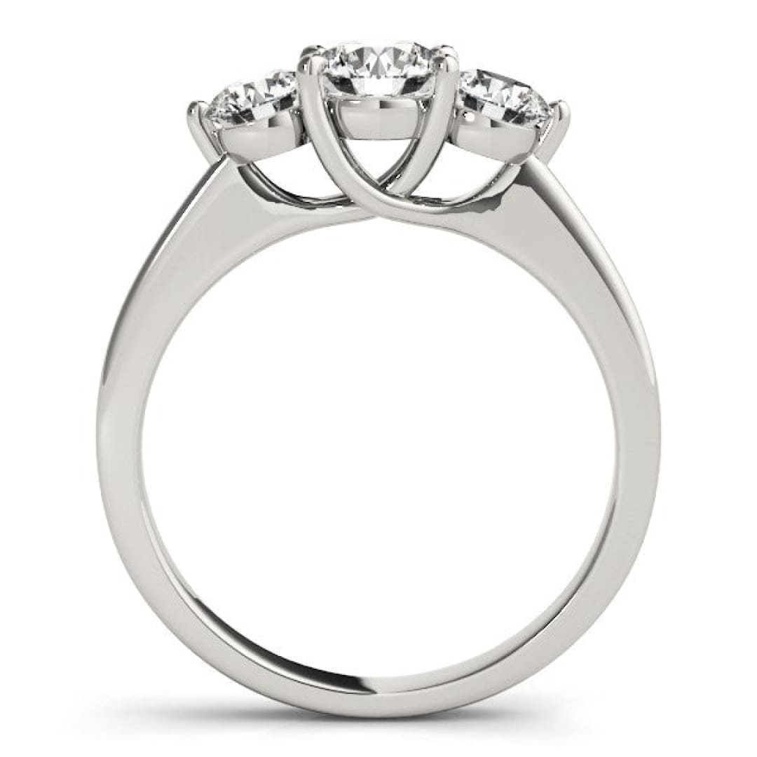 14k White Gold Classic 3 Stone Round Diamond Engagement Ring (1 cttw) | Richard Cannon