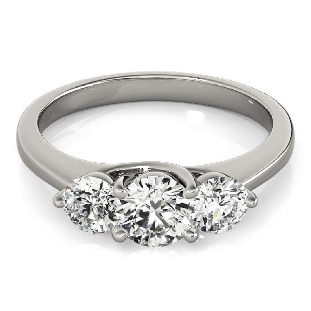 14k White Gold Classic 3 Stone Round Diamond Engagement Ring (1 cttw) | Richard Cannon