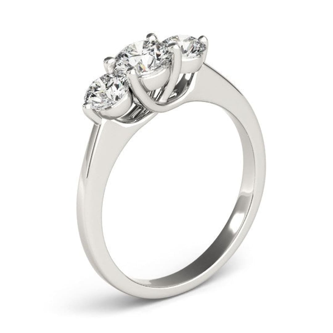 14k White Gold Classic 3 Stone Round Diamond Engagement Ring (1 cttw) | Richard Cannon