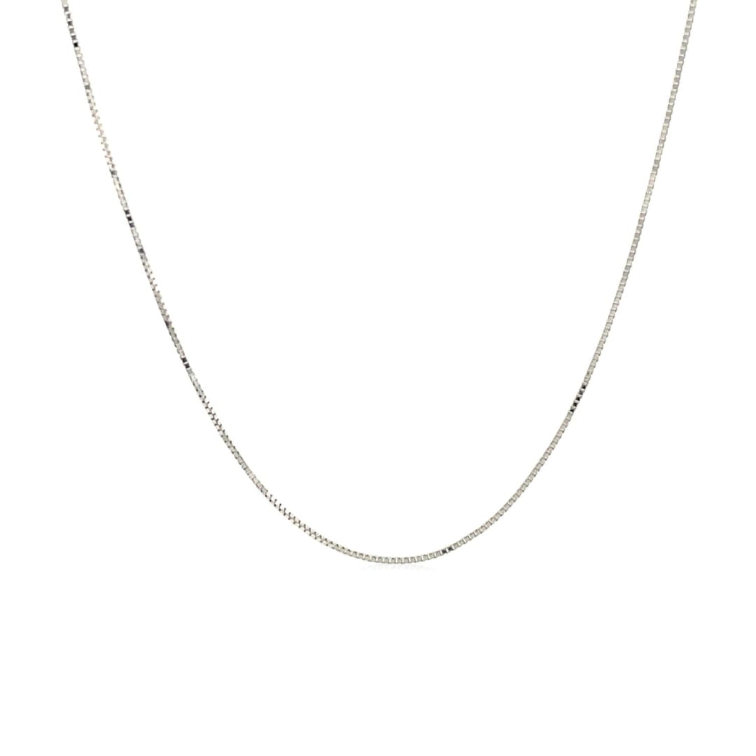 14k White Gold Classic Box Chain 0.45mm | Richard Cannon Jewelry