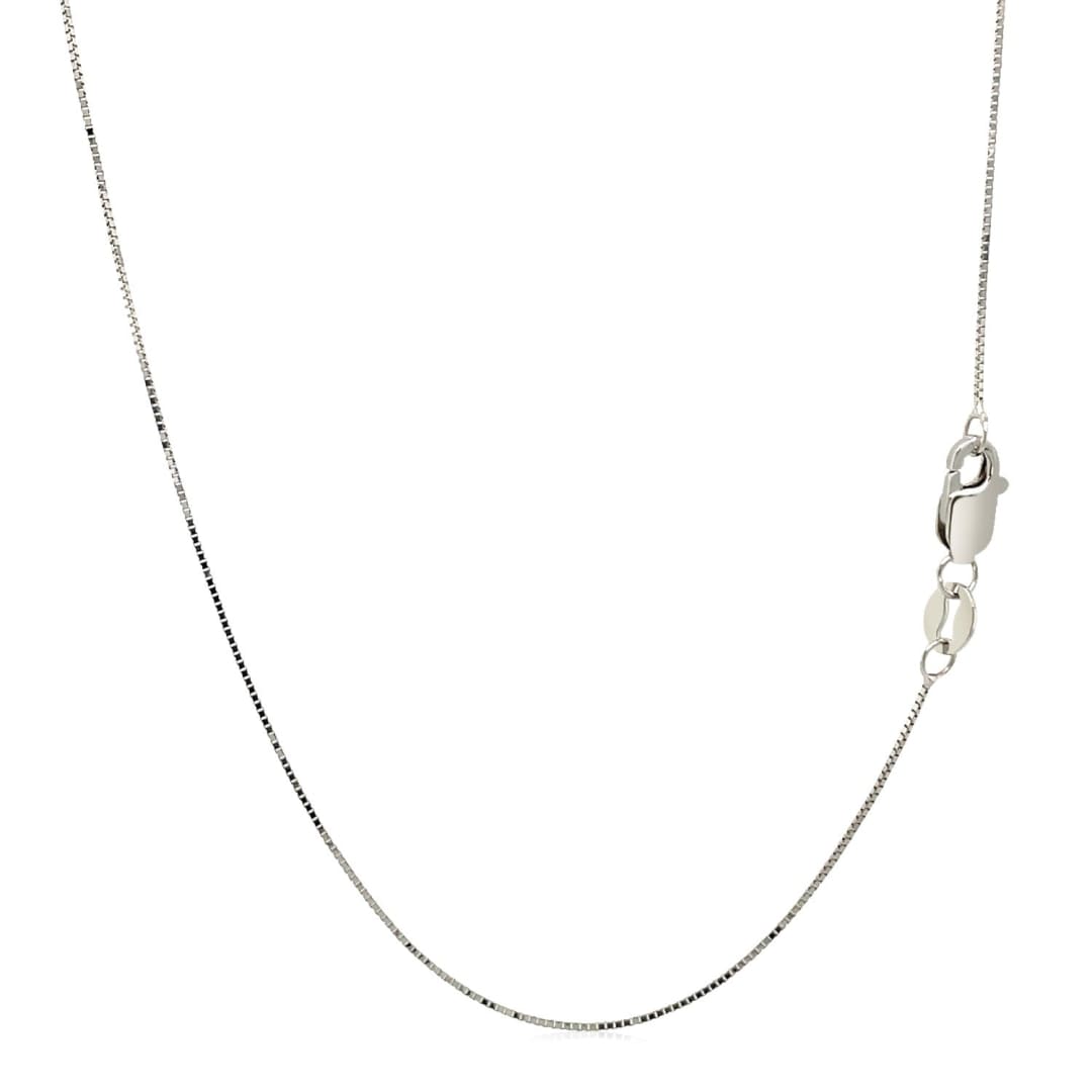 14k White Gold Classic Box Chain 0.45mm | Richard Cannon Jewelry