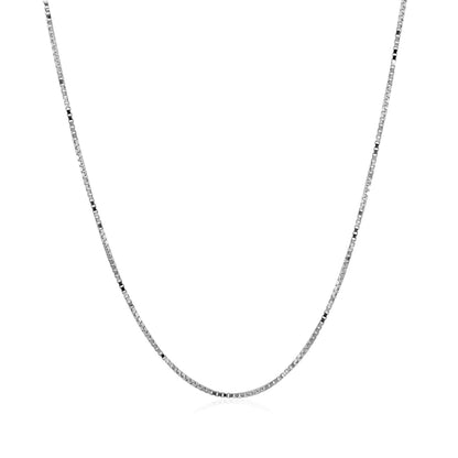 14k White Gold Classic Box Chain 0.7mm | Richard Cannon Jewelry