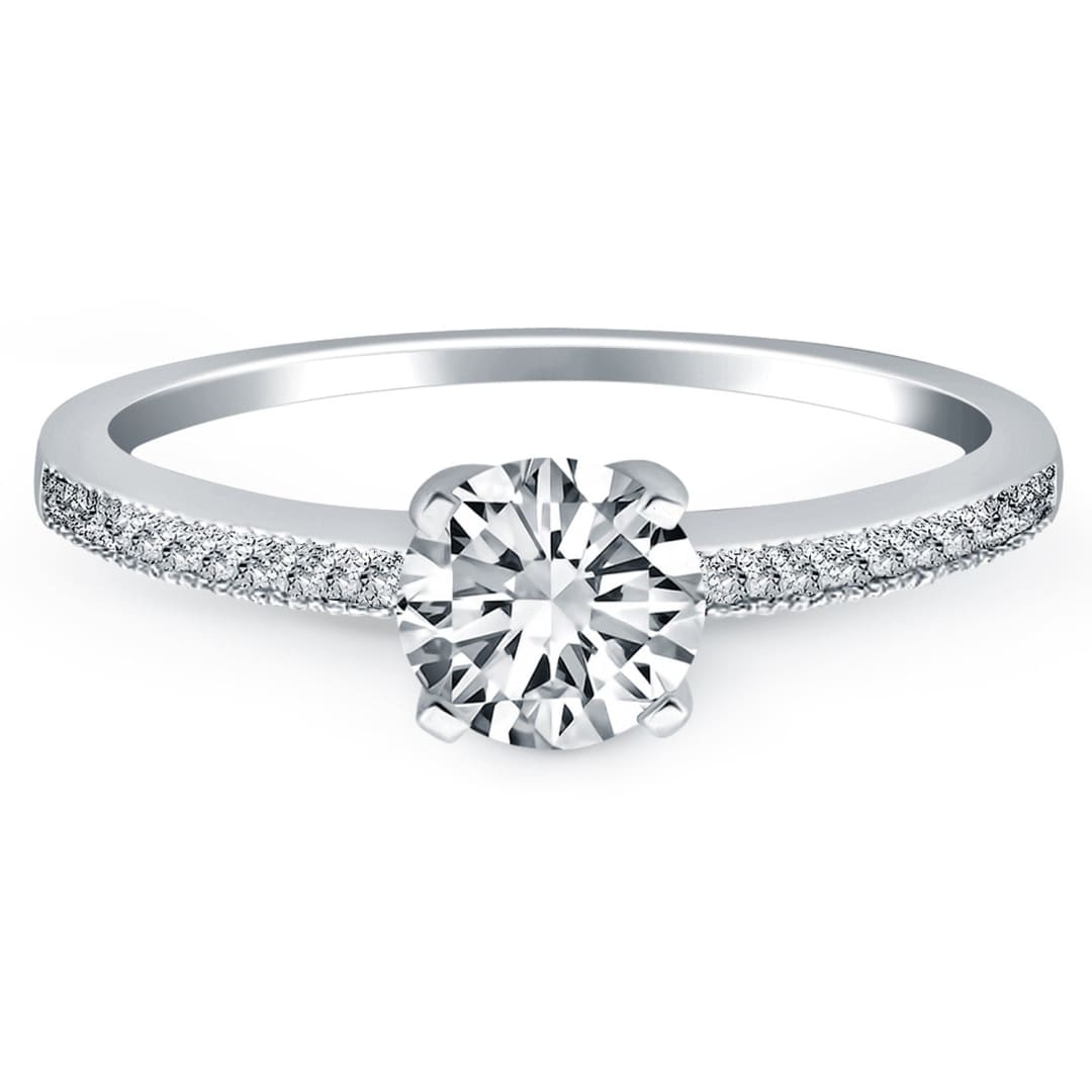 14k White Gold Classic Diamond Pave Solitaire Engagement Ring | Richard Cannon Jewelry