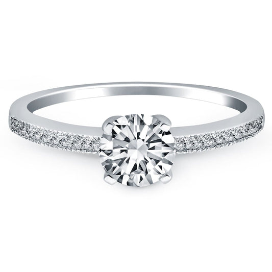 14k White Gold Classic Diamond Pave Solitaire Engagement Ring | Richard Cannon Jewelry