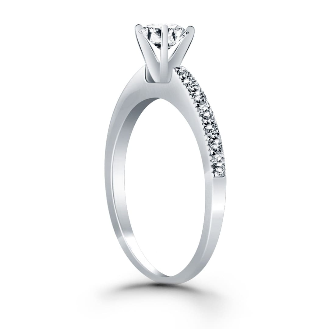 14k White Gold Classic Diamond Pave Solitaire Engagement Ring | Richard Cannon Jewelry