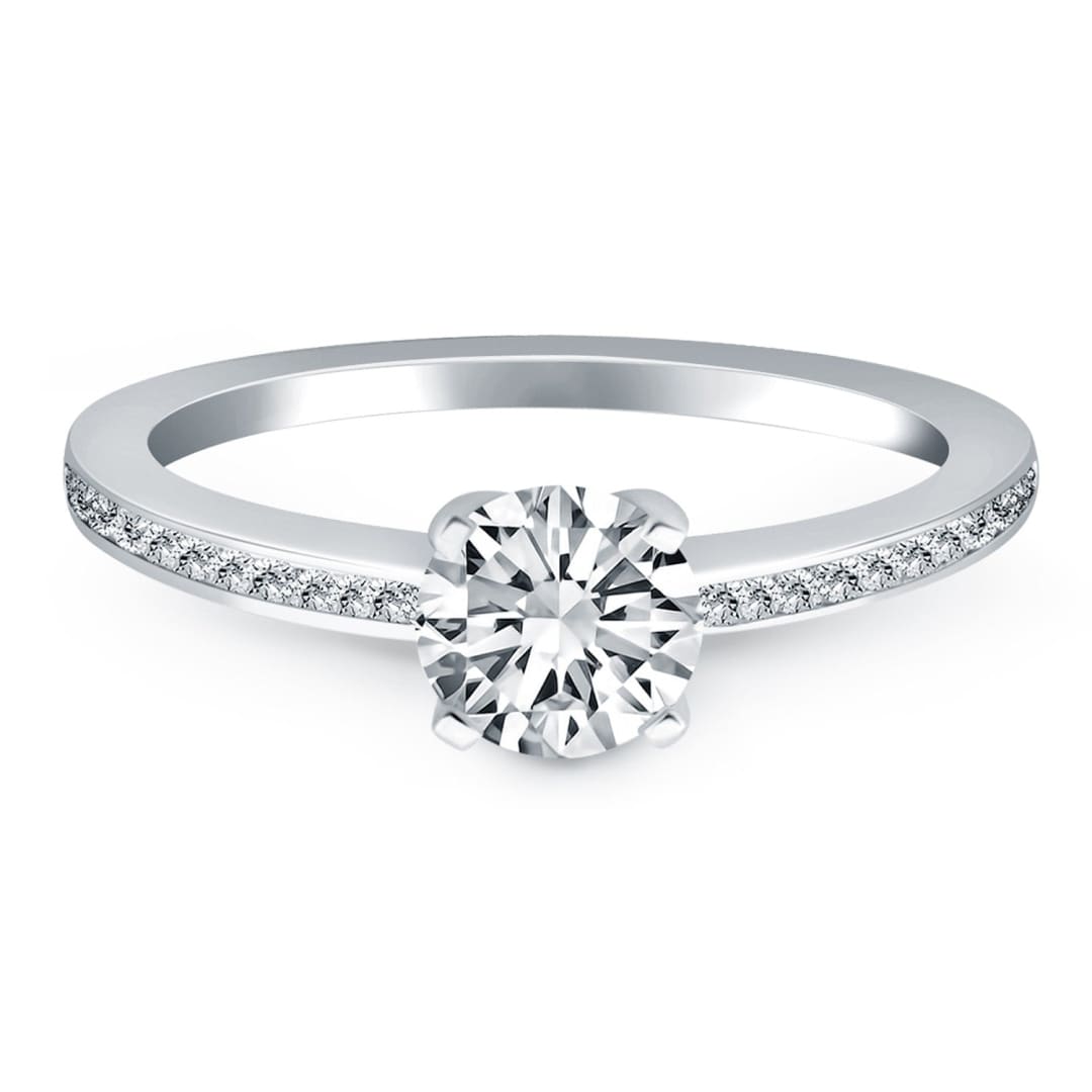 14k White Gold Classic Pave Diamond Band Engagement Ring | Richard Cannon Jewelry