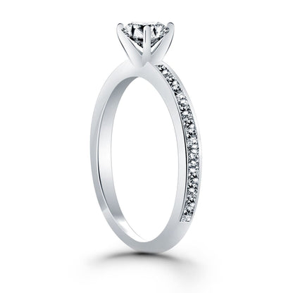 14k White Gold Classic Pave Diamond Band Engagement Ring | Richard Cannon Jewelry