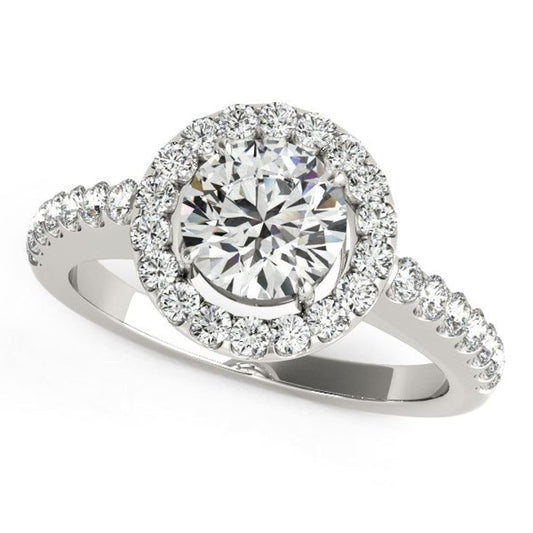 14k White Gold Classic with Pave Halo Diamond Engagement Ring (1 1/2 cttw) | Richard