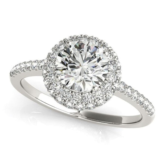 14k White Gold Classic Round Diamond Pave Design Engagement Ring (1 1/2 cttw) | Richard