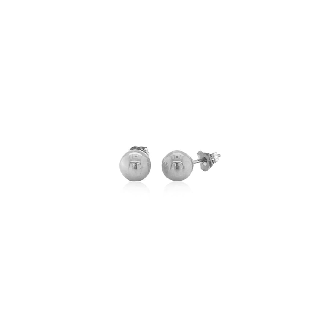 14k White Gold Classic Round Stud Earrings (6.0 mm) | Richard Cannon Jewelry