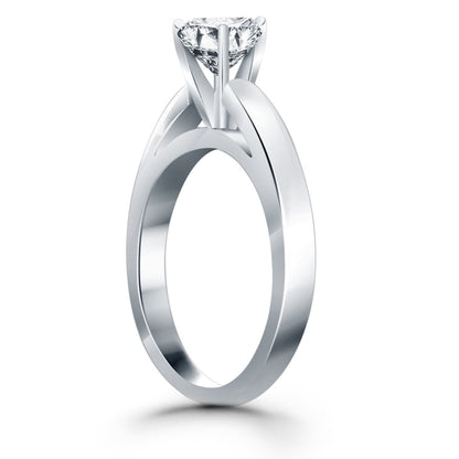 14k White Gold Classic Wide Band Cathedral Solitaire Engagement Ring | Richard Cannon