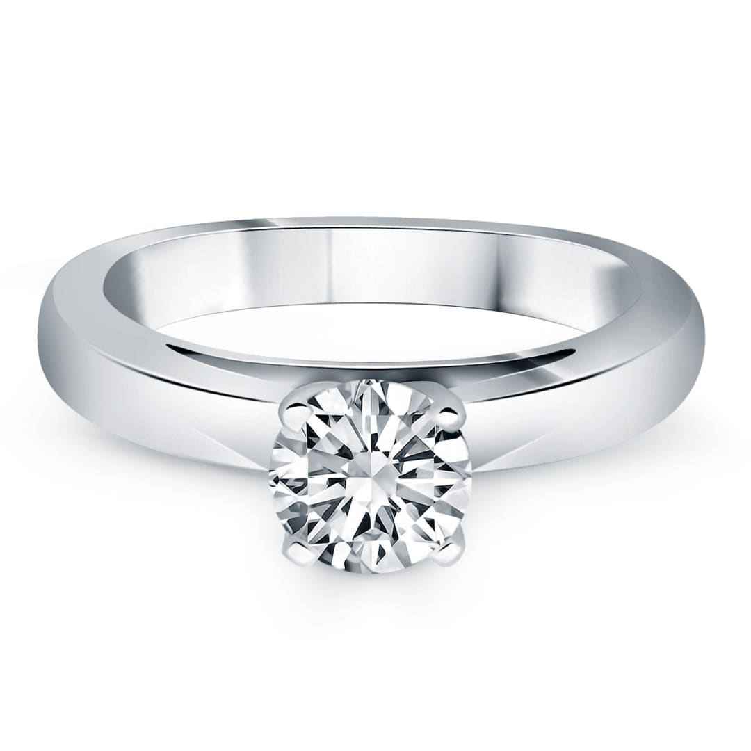 14k White Gold Classic Wide Band Cathedral Solitaire Engagement Ring | Richard Cannon