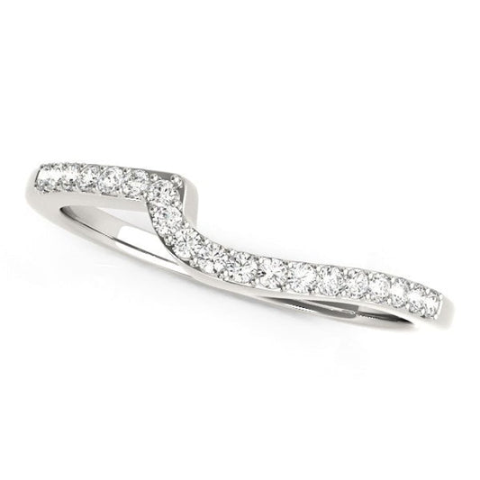 14k White Gold Curved Design Round Diamond Wedding Band (1/4 cttw) | Richard Cannon