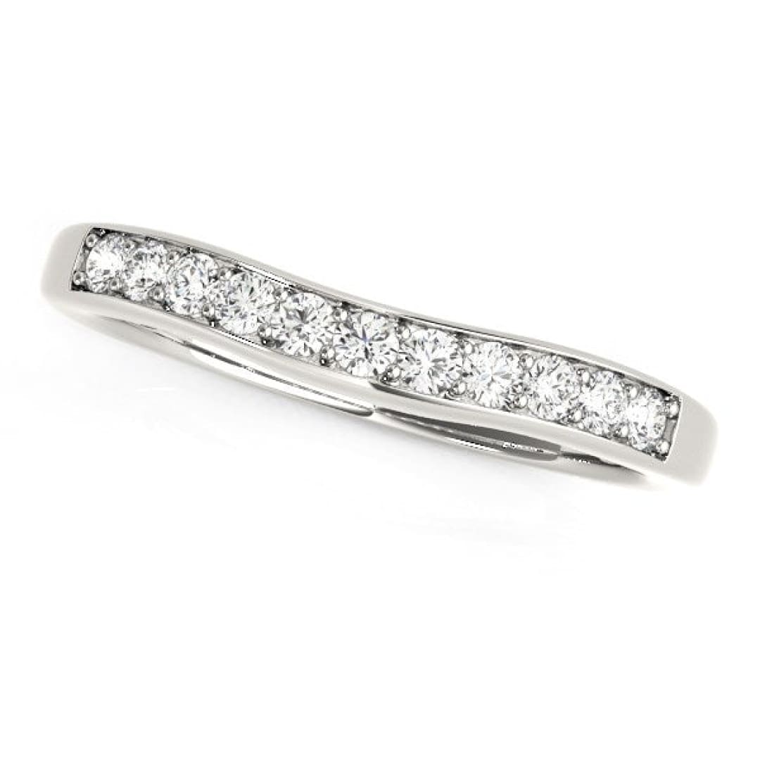 14k White Gold Curved Diamond Wedding Band (1/4 cttw) | Richard Cannon Jewelry