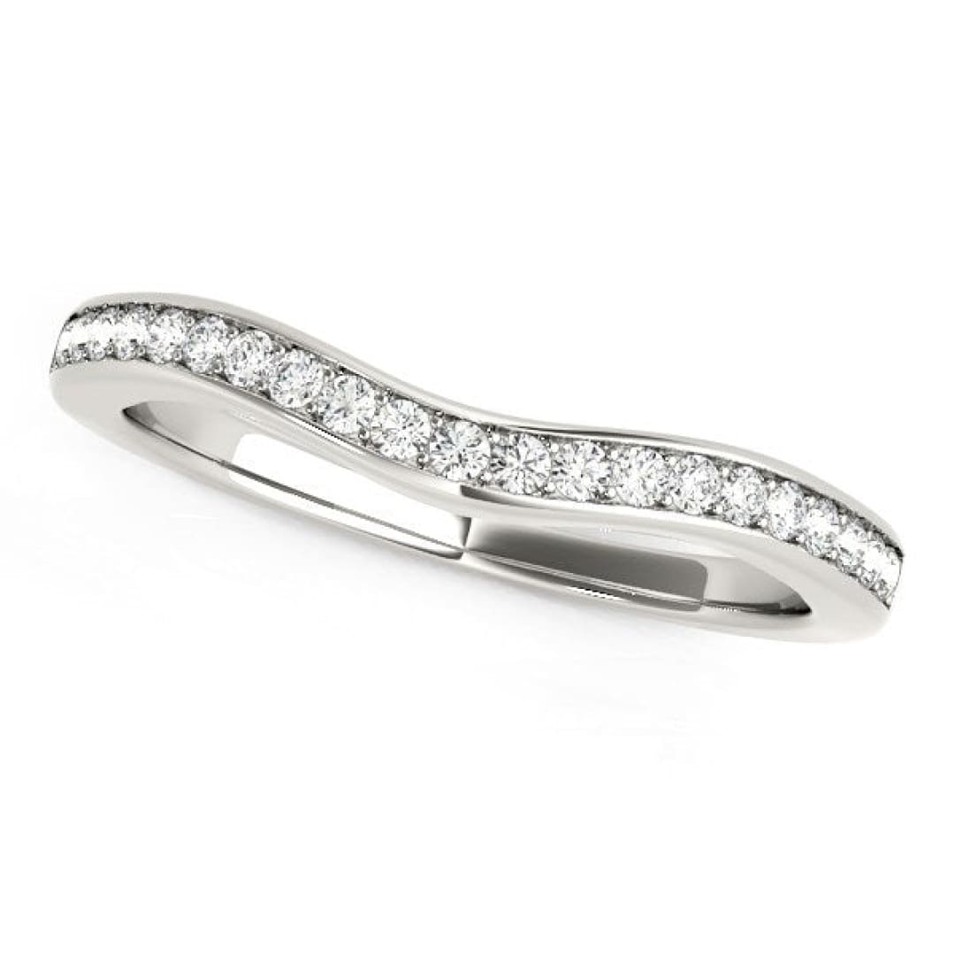 14k White Gold Curved Diamond Wedding Band (1/6 cttw) | Richard Cannon Jewelry