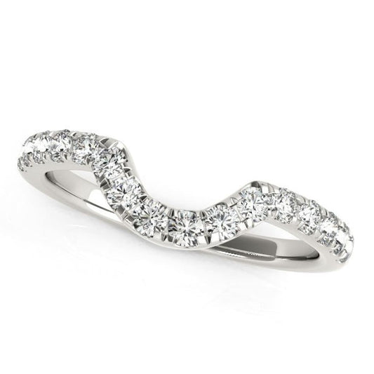 14k White Gold Curved Diamond Wedding Band (3/8 cttw) | Richard Cannon Jewelry