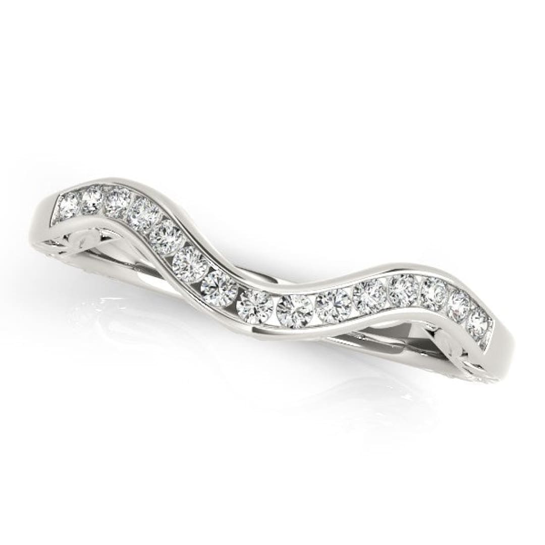 14k White Gold Curved Diamond Wedding Ring (1/10 cttw) | Richard Cannon Jewelry