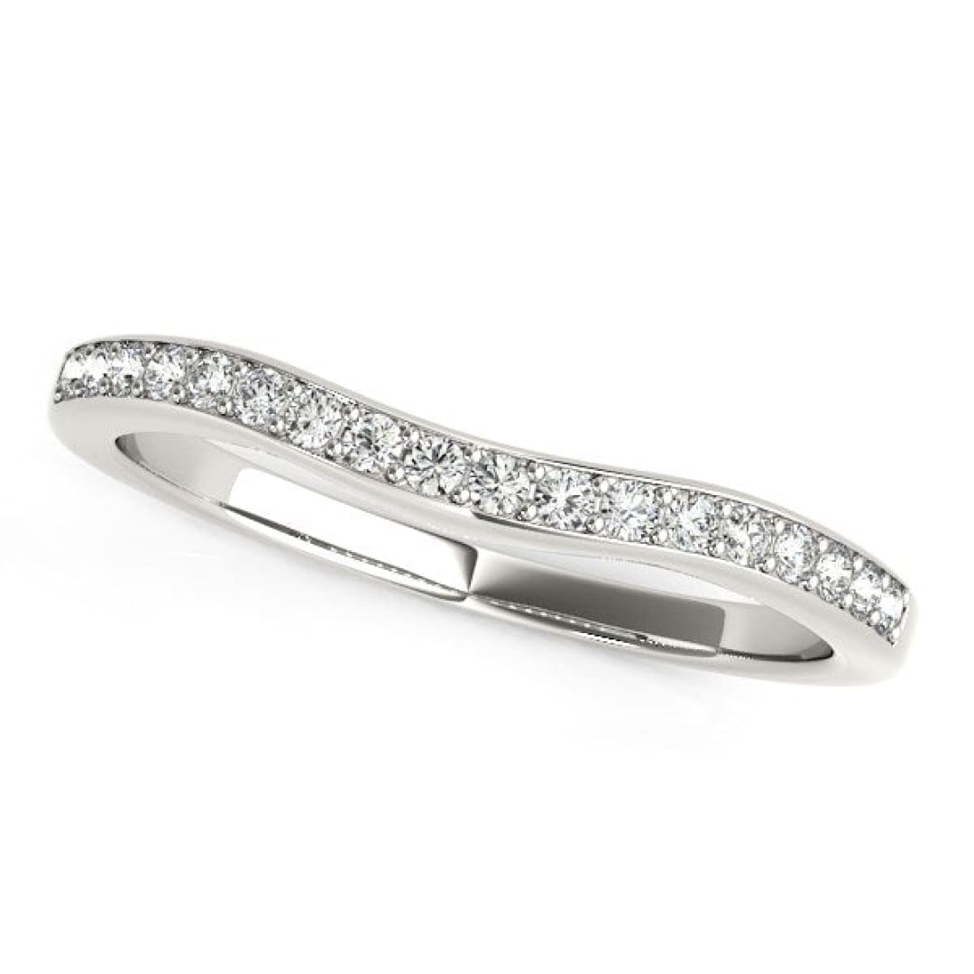 14k White Gold Curved Diamond Wedding Ring (1/4 cttw) | Richard Cannon Jewelry