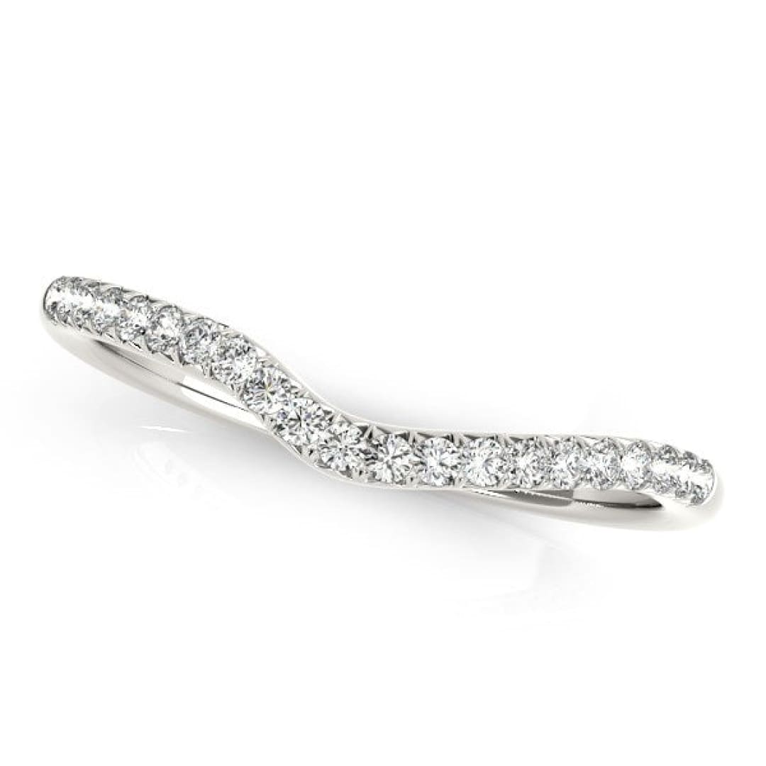 14k White Gold Curved Pave Diamond Wedding Ring (1/4 cttw) | Richard Cannon Jewelry