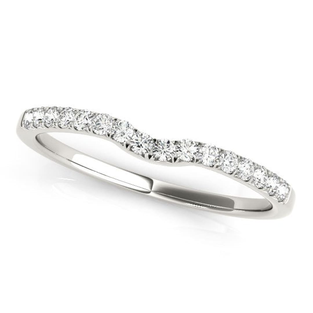 14k White Gold Curved Pave Setting Diamond Wedding Ring (1/8 cttw) | Richard Cannon