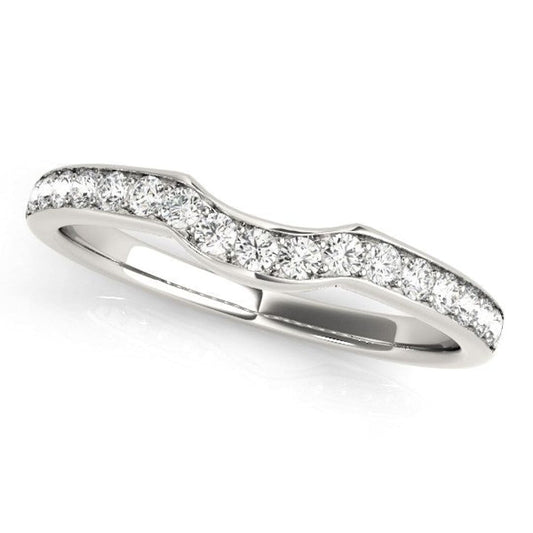 14k White Gold Curved Style Diamond Wedding Ring (1/4 cttw) | Richard Cannon Jewelry