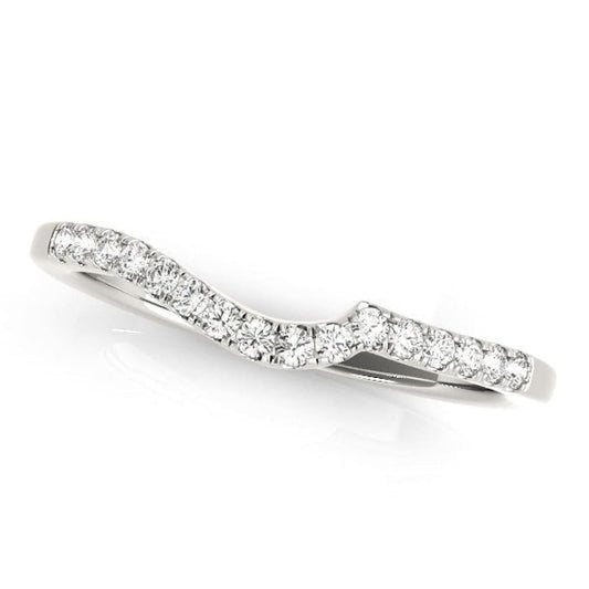 14k White Gold Curved Style Pave Diamond Wedding Ring (1/6 cttw) | Richard Cannon Jewelry
