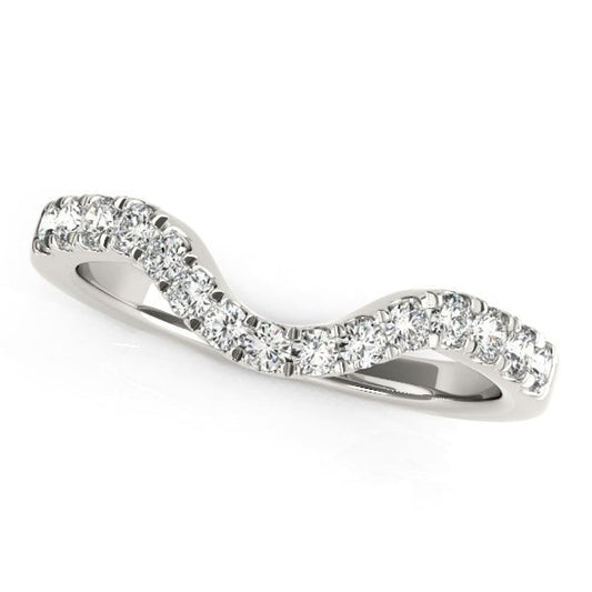 14k White Gold Curved Style Wedding Ring with Diamonds (1/3 cttw) | Richard Cannon Jewelry