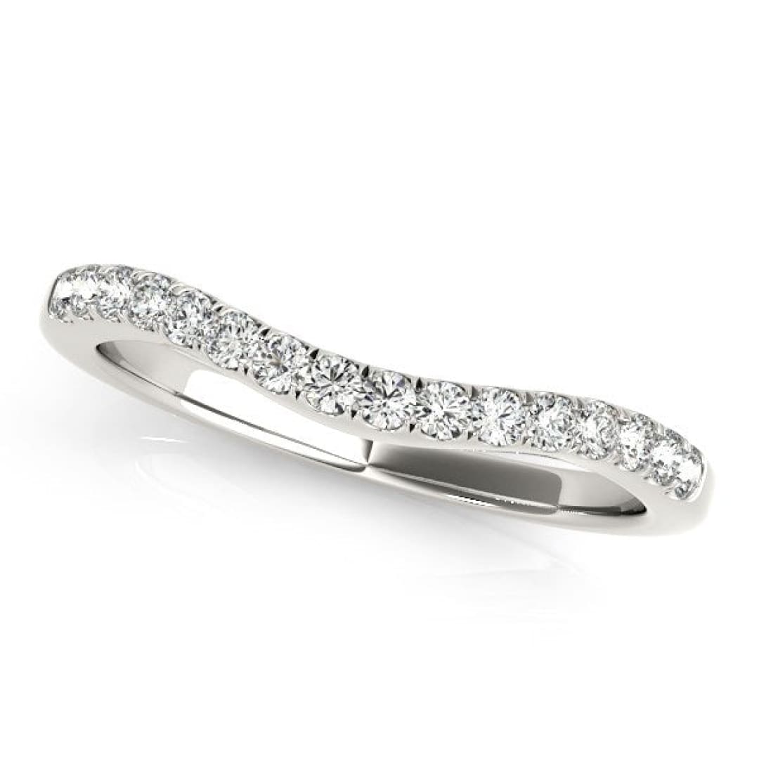 14k White Gold Curvy Style Pave Set Diamond Wedding Band (1/5 cttw) | Richard Cannon