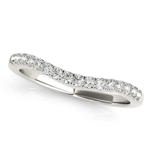 14k White Gold Curvy Style Pave Set Diamond Wedding Band (1/5 cttw) | Richard Cannon