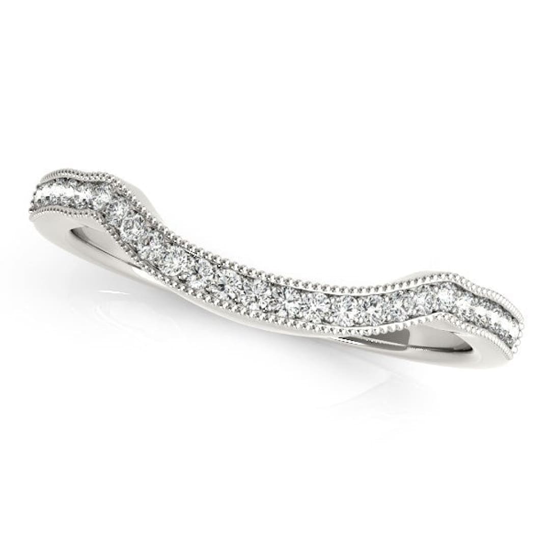 14k White Gold Curvy Style Pave Set Diamond Wedding Band (1/6 cttw) | Richard Cannon