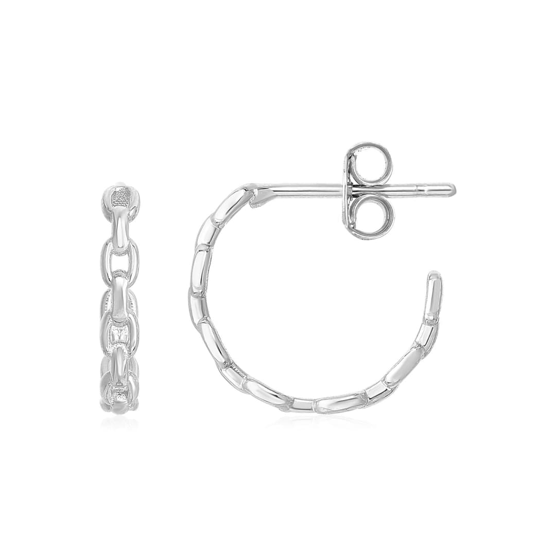 14k White Gold Delicate Chain Hoop Earrings | Richard Cannon Jewelry