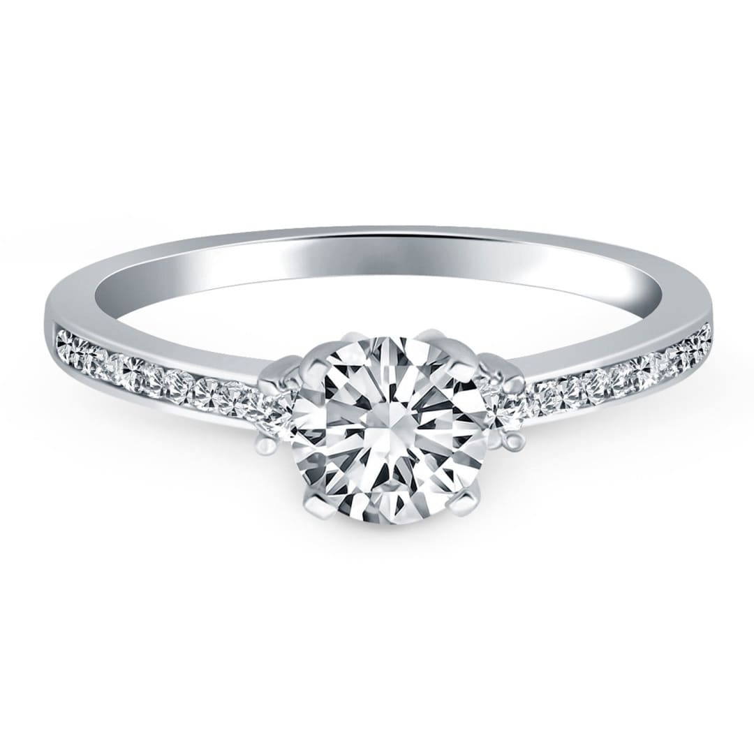 14k White Gold Diamond Accent Engagement Ring | Richard Cannon Jewelry