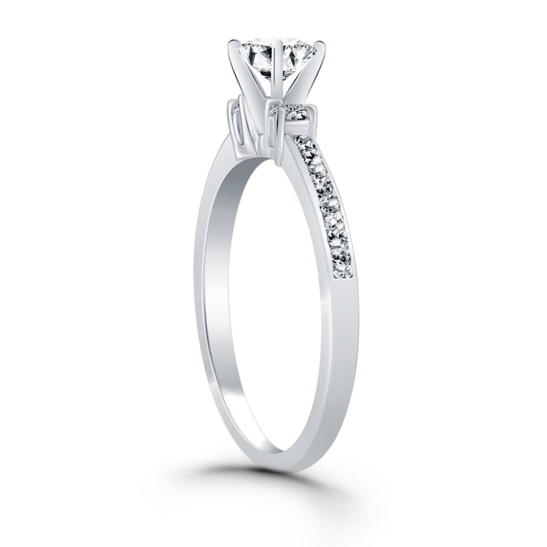 14k White Gold Diamond Accent Engagement Ring | Richard Cannon Jewelry