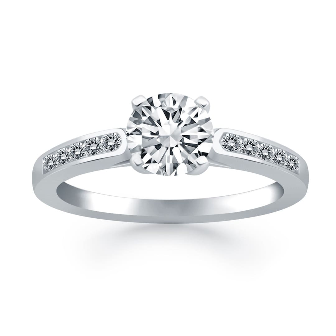 14k White Gold Diamond Channel Cathedral Engagement Ring | Richard Cannon Jewelry