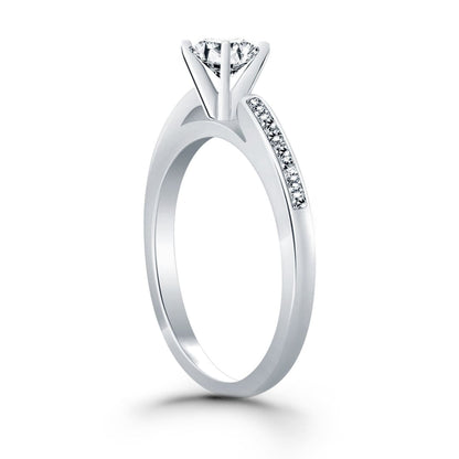 14k White Gold Diamond Channel Cathedral Engagement Ring | Richard Cannon Jewelry