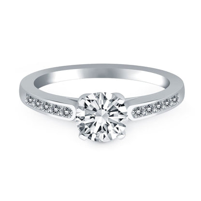 14k White Gold Diamond Channel Cathedral Engagement Ring | Richard Cannon Jewelry