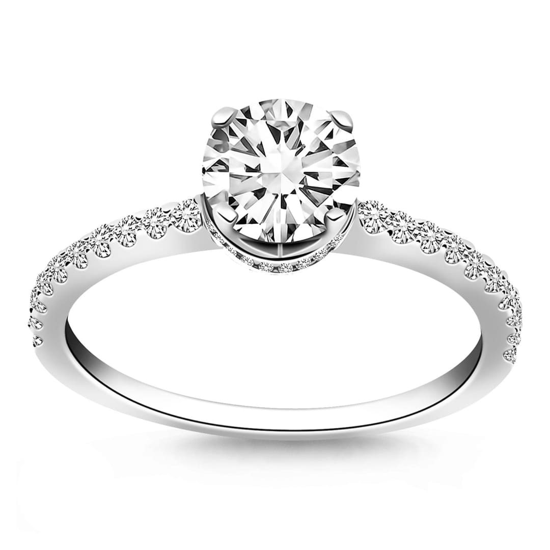 14k White Gold Diamond Collar Engagement Ring | Richard Cannon Jewelry