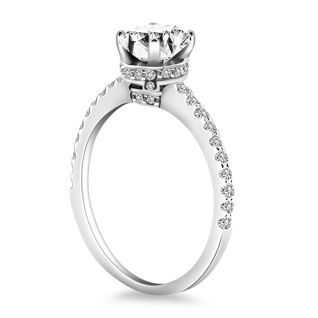 14k White Gold Diamond Collar Engagement Ring | Richard Cannon Jewelry