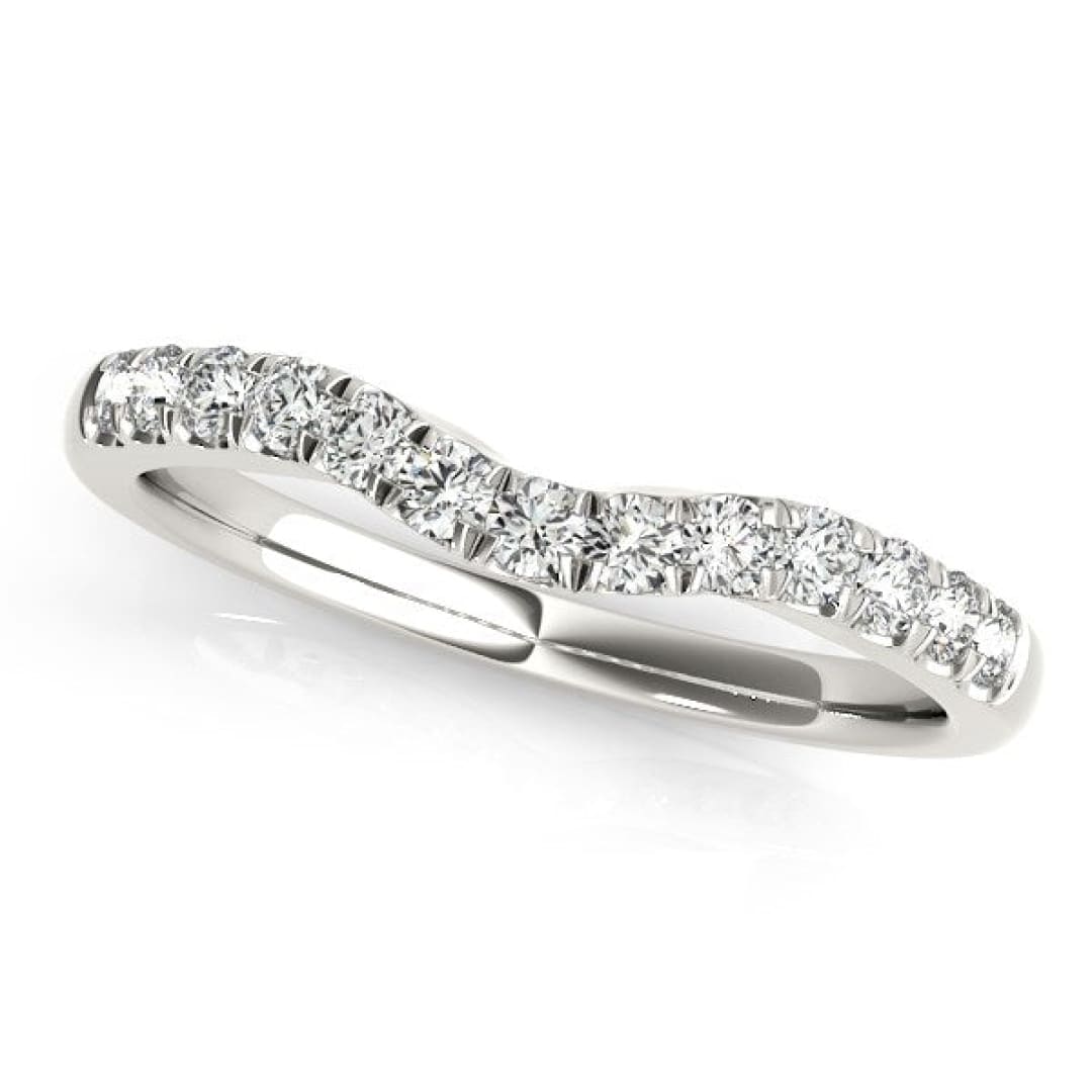 14k White Gold Diamond Curved Design Wedding Band (1/4 cttw) | Richard Cannon Jewelry