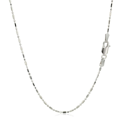 14k White Gold Diamond-Cut Alternating Bead Chain 1.2mm | Richard Cannon Jewelry