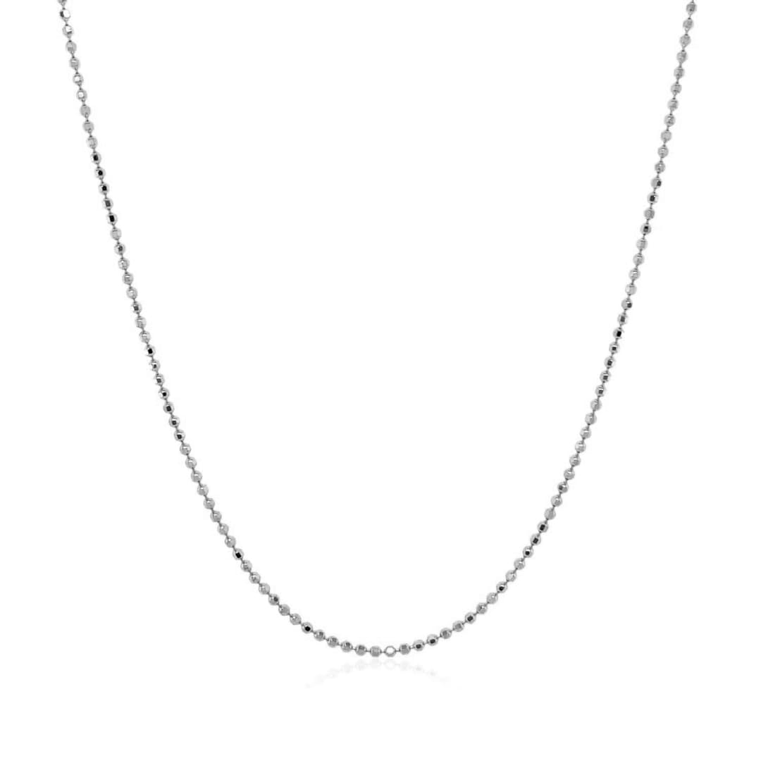 14k White Gold Diamond Cut Bead Chain 1.0mm | Richard Cannon Jewelry