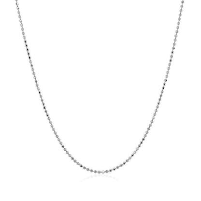 14k White Gold Diamond Cut Bead Chain 1.0mm | Richard Cannon Jewelry