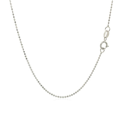 14k White Gold Diamond-Cut Bead Chain 1.0mm | Richard Cannon Jewelry