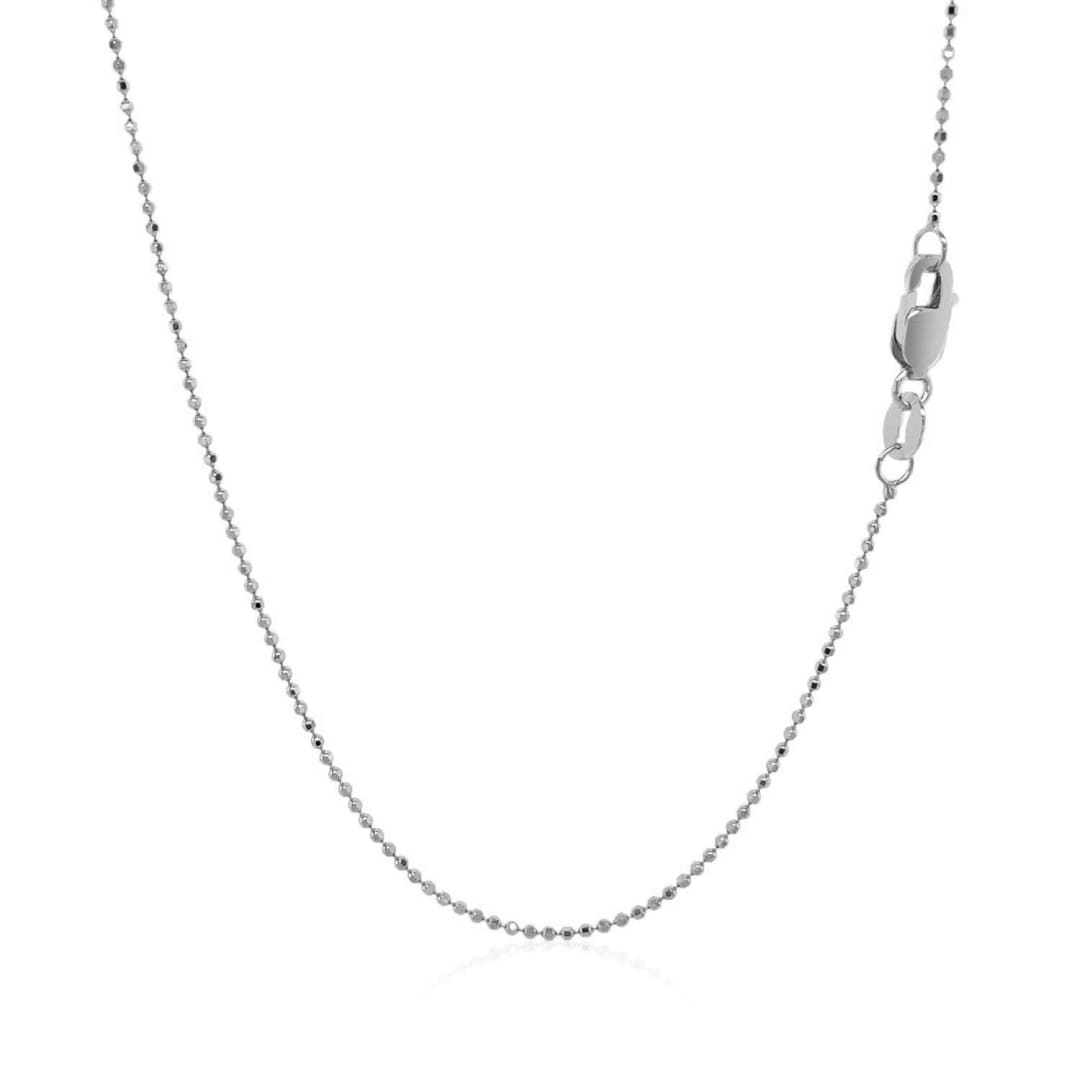 14k White Gold Diamond Cut Bead Chain 1.0mm | Richard Cannon Jewelry