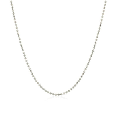 14k White Gold Diamond-Cut Bead Chain 1.2mm | Richard Cannon Jewelry