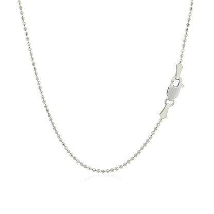 14k White Gold Diamond-Cut Bead Chain 1.2mm | Richard Cannon Jewelry