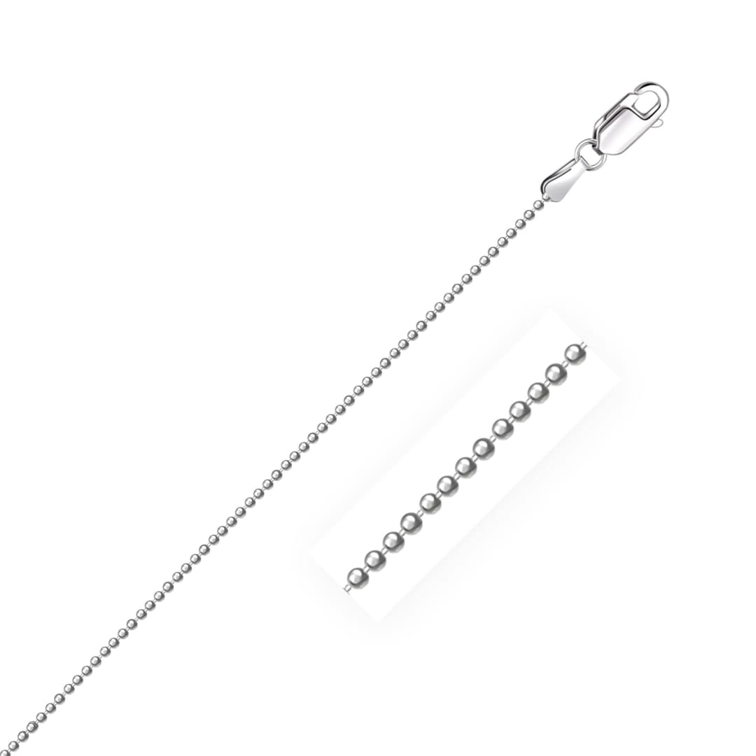 14k White Gold Diamond-Cut Bead Chain 1.2mm | Richard Cannon Jewelry